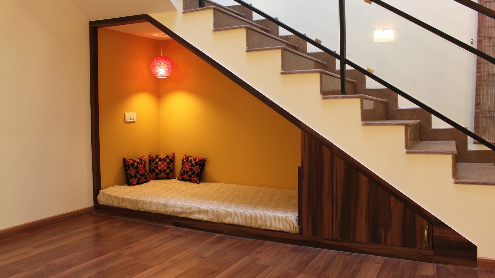 Reading nook under the staircase
